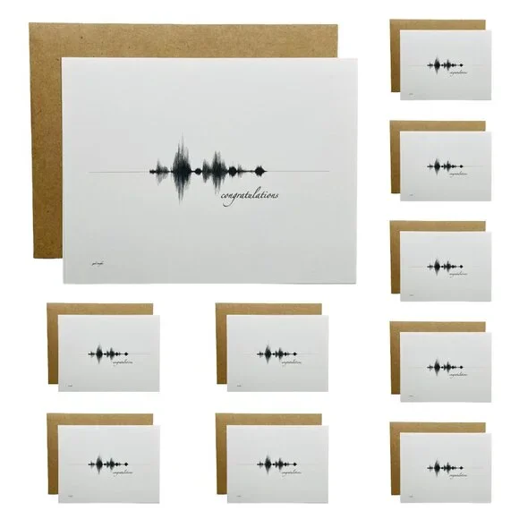 Congratulations Greeting Cards 10 Pack 4.25x5.5 Black White Envelopes Blank