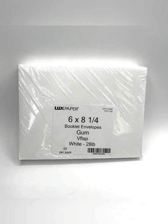 Lux Paper White Booklet Invitation Envelopes 6” x 8 1/4” - Pack of 50