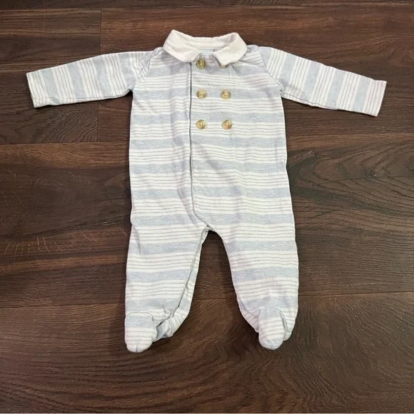 Edgehill Collection Blue and White Striped Footie Newborn