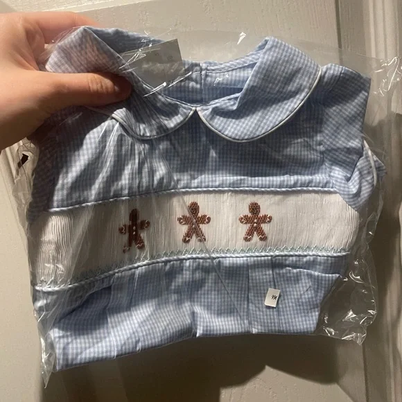 Baby Smocked Gingerbread Bubble 9m