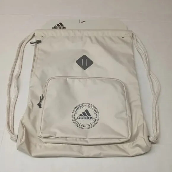 adidas Classic 3S 2 Sackpack Color: Alumina Beige Gray Four