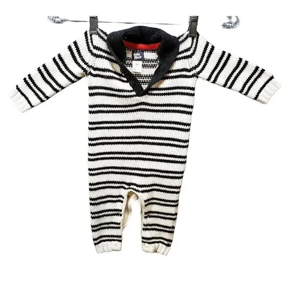 Baby B'gosh L/S Onsie Size 6 Months Knit Crochet Buttons Oshkosh B'gosh Blue EUC