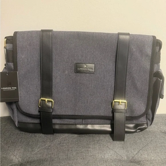 London Fog Men's Charcoal and Black Messenger Bag