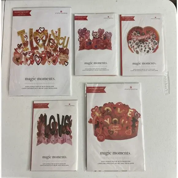 American Greetings Magic Moments Valentines Day Pop Up Cards Lot of 5 Cards
