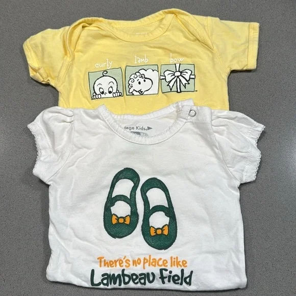 BUNDLE-2 Green Bay, Lambeau field onesies, size 6 mths