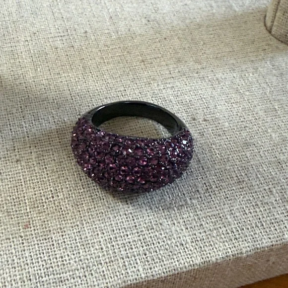 Coach gun medal and pink pavéd dome ring, size 8