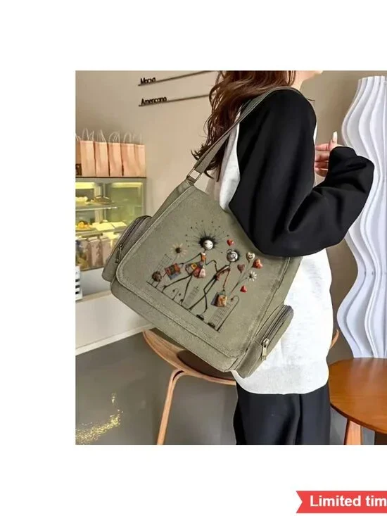 Retro Messenger Bag with Salem Pharmacist Bat Motif