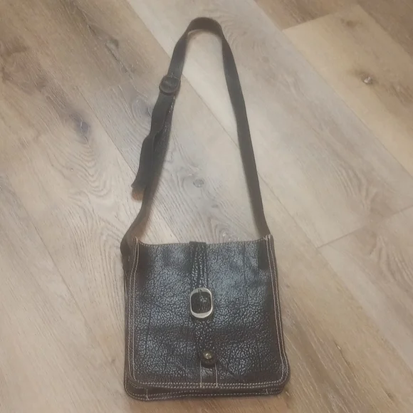 Patricia Nash Black Crossbody Messenger Bag 100% Leather
