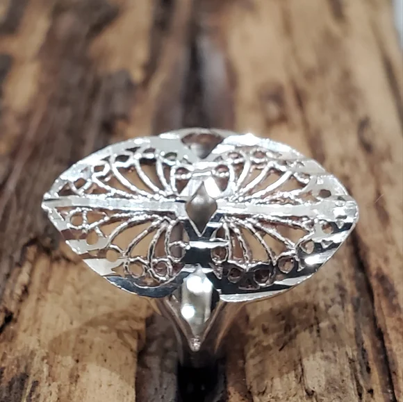 Sterling‎ Silver Princess Crown Filigree Ring
