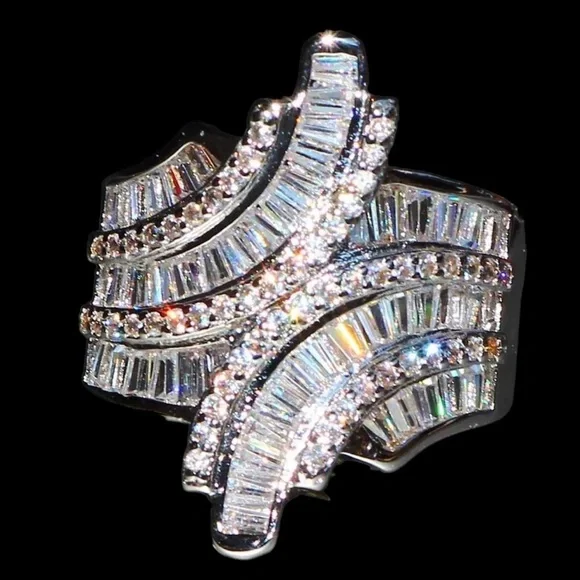 925 Silver Zircon Statement Ring