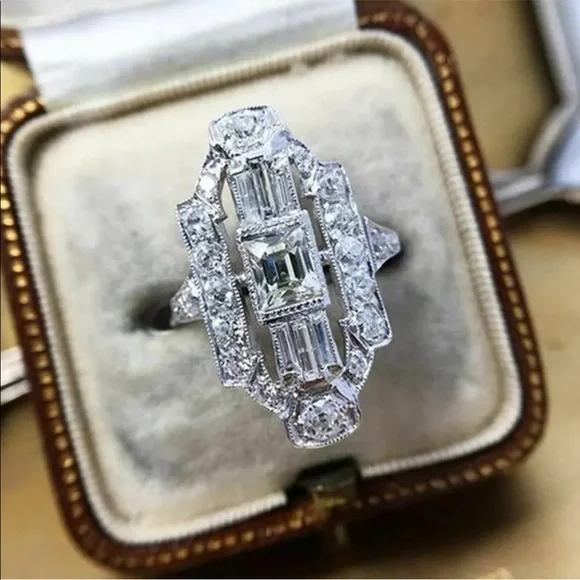 New Creative 925 Silver  Women Wedding Diamond Ring
