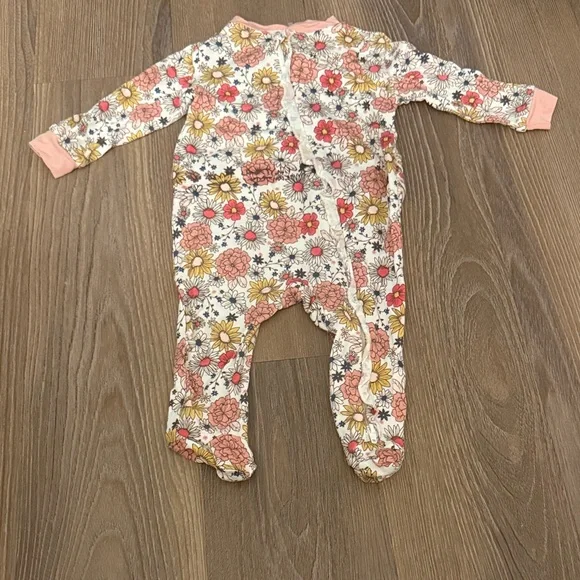 NWOT Milkberry floral ruffle bamboo viscose footie