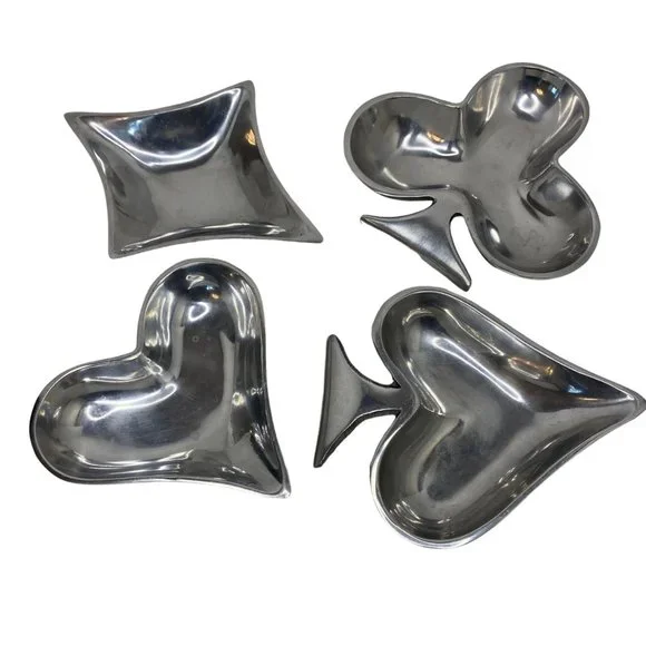The Wilton Co Card suits pewter trays bar nuts candy bowls poker set of‎ 4