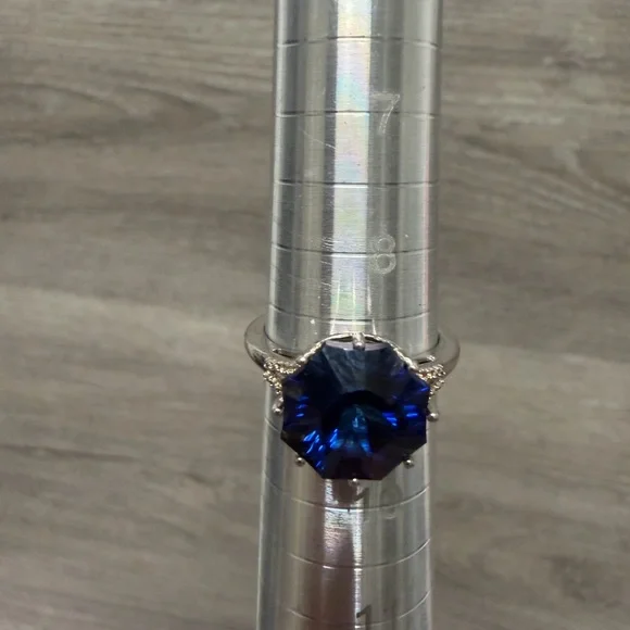 Elegant Blue Gemstone Sterling Silver Ring .925