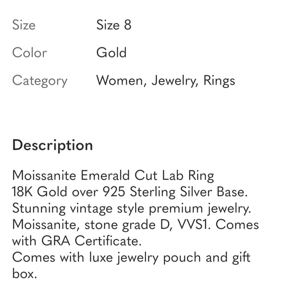 Jameson Emerald Cut Lab Diamond Ring in Gold and Silver