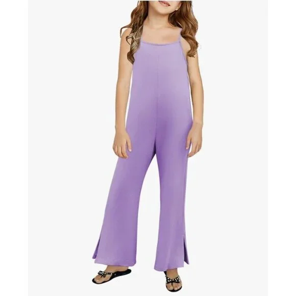 Girls 2025 Fashion Sleeveless Jumpsuit Kids Strap Pockets Romper Size 12-13 Yrs