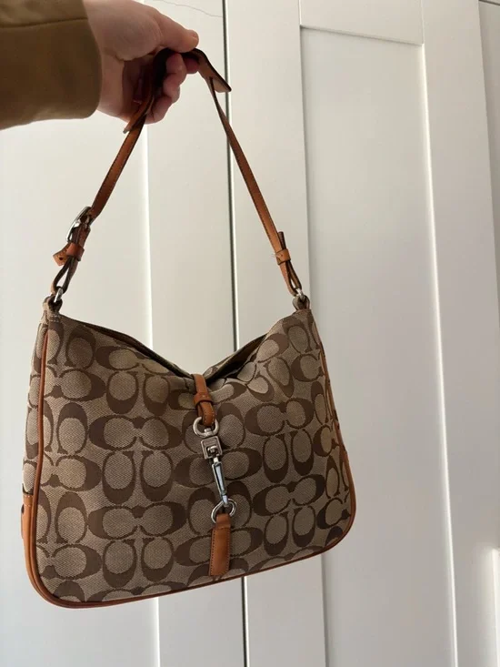 Coach  Canvas Shoulder Bag with Leather Trim 10
