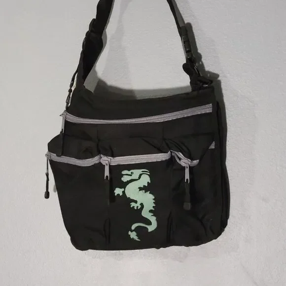 Diaper Dude Mens Dads Diaper Bag Black Multi Compartment Satchel