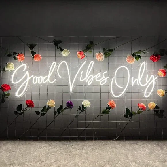 Large Good Vibes Only Neon Sign Wall Decorations Big Neon Lights for Bedroom