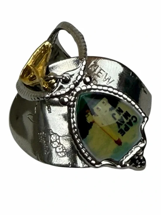 Vintage Cape May NJ Souvenir Spoon Ring with Charm - Size 8