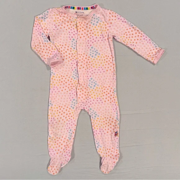 Magnetic Me Pink Sparkle Footie Girls 6-9M Modal Sleeper Pajamas Polka Dots