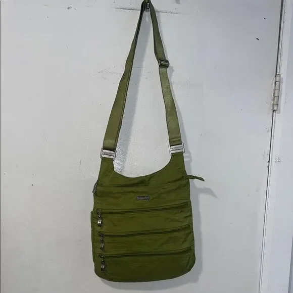 BAGGALLINI Lime Green Big Zipper Crossbody Purse