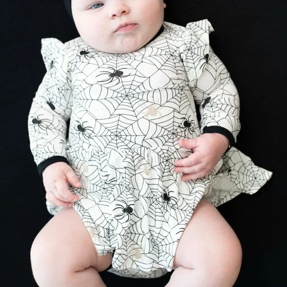 KYTE Baby Long Sleeve Twirl Bodysuit Dress Spider 18-24 mo Halloween Bamboo Fall