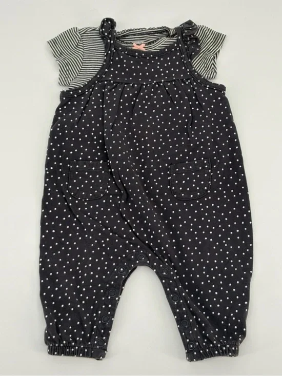Carter's Baby Girl 3 Months Black & White Polka Dot Striped Baby Onesie