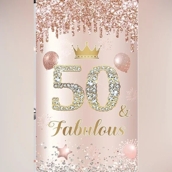50 and fabulous Rose gold door cover, 3 x 6