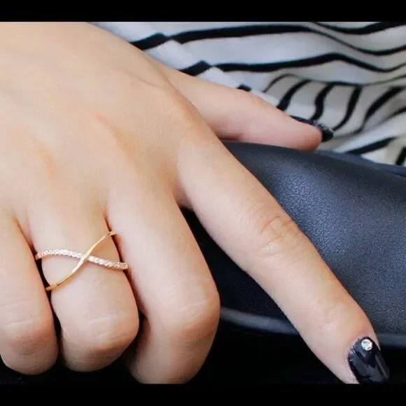 Gold X CZ Diamond Ring