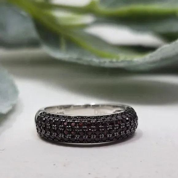 DJOY Red Pave Stone 925 Sterling Band Ring Size‎ 5.25