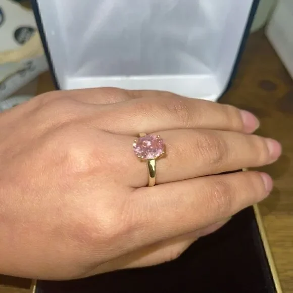 Sterling silver pink gem ring