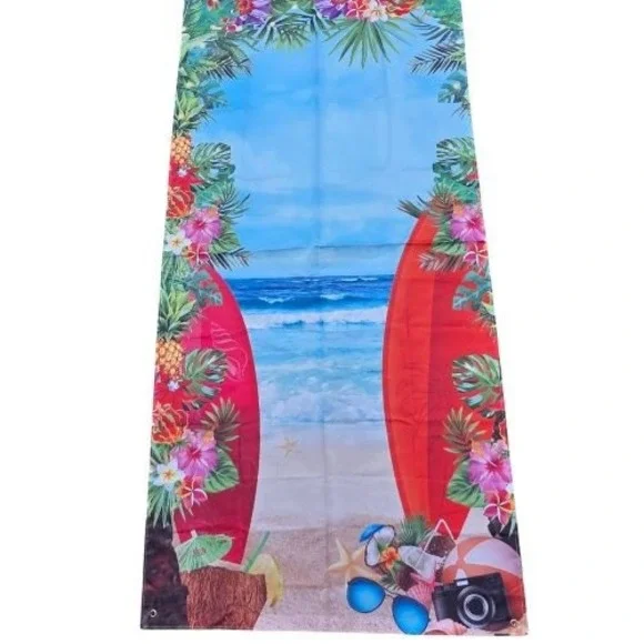 Tropical Luau Beach Party Backdrop Door Banner Surfboard‎ Hibiscus Photo Booth