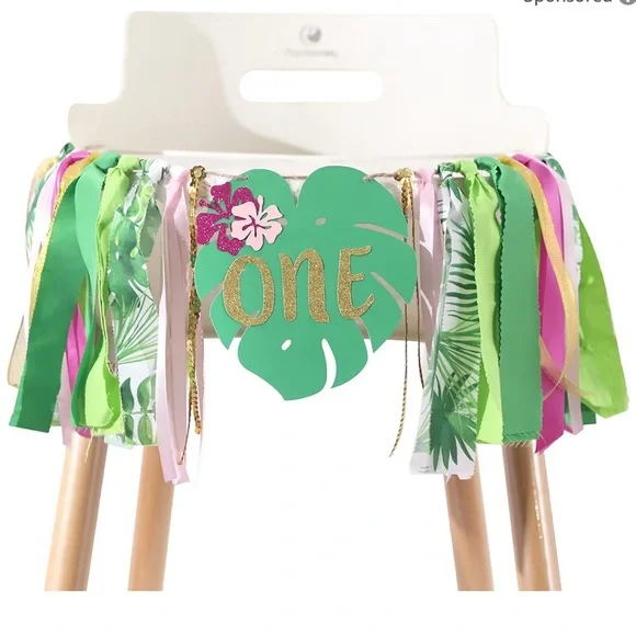 Aloha to One, 1 st. Birthday Luau Theme Highchair Banner