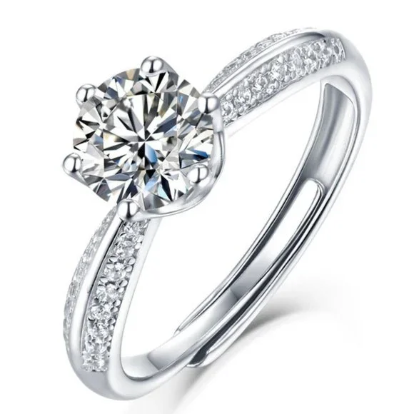 Certified 3ct. t.w. Diamond Moissanite Solitaire Engagement Ring NEW A