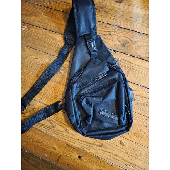 Meijieluo Black‎ Canvas Sling Bag USB Charging Port Crossbody Chest Pack Mens