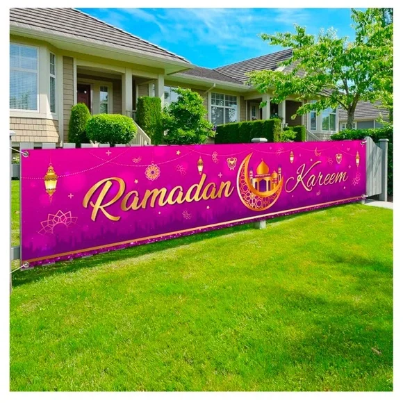 Ramadan Eid Mubarak Decorations,2 x 9,Large Muslim Ramadan Background Banne