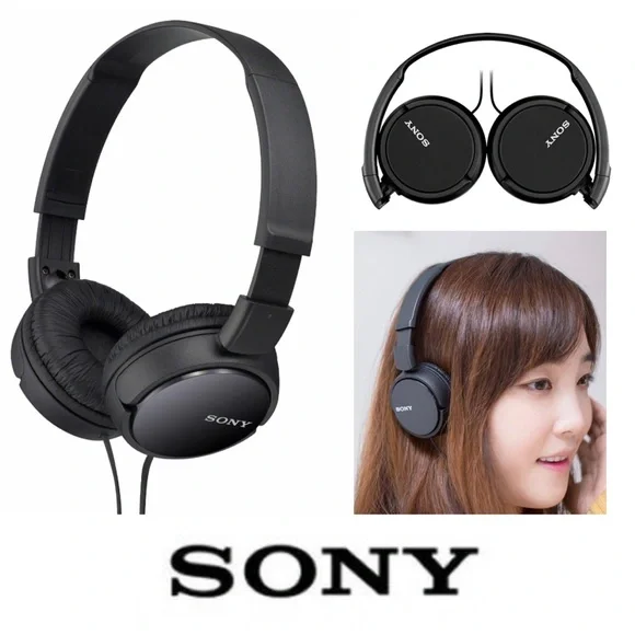 SONY Wired On-Ear Headphones ZX Series Black NWT Kids MDRZX110 School