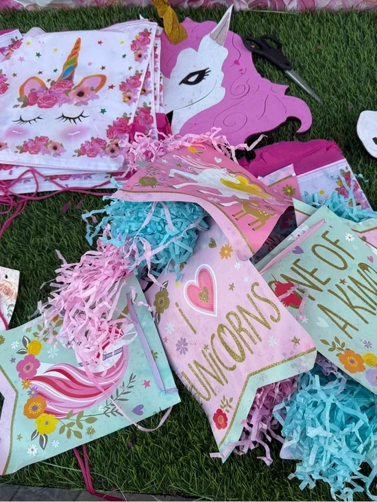 Whimsical Unicorn Party Banner Garland - Pink, Mint & Teal