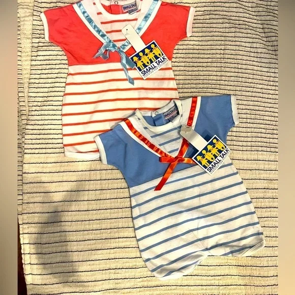 NWT Bundle of 2 Small Talk Vintage Infant Sailor Onesies (9 mo)
