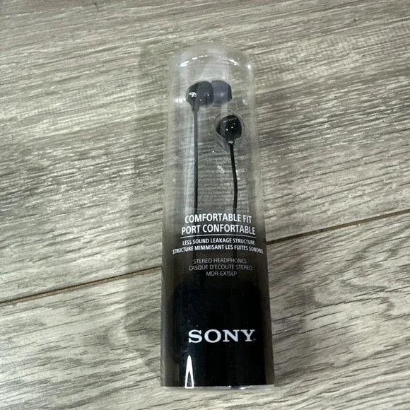 Sony MDR-EX15LP Wired In-Ear Headphones Black New Comfortable Fit Stereo Earbuds