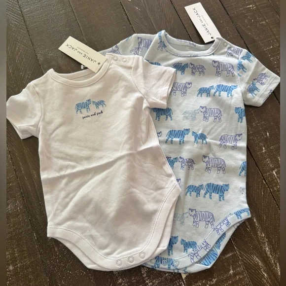 JANIE AND JACK‎ NWT Two Size Up Bodysuits 100% Cotton 0-3/3-6 months