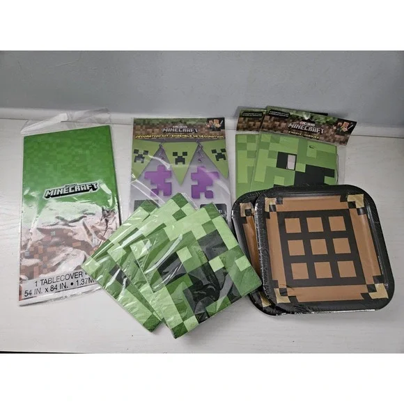 2018 Minecraft Birthday Party Decorations And Supplies‎ Lot New In Packages