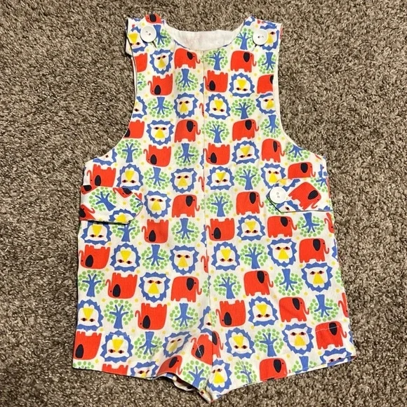 Vtg 60s Goodlord Tailored short overalls Elephant Red white blue 12M