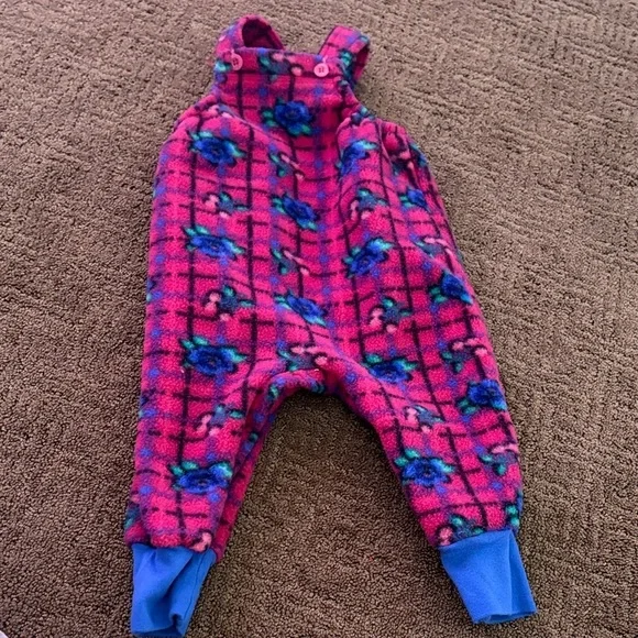 Vintage osh kosh Pink and Blue Floral Baby overalls