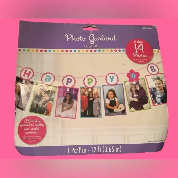 Happy Birthday Photo Garland. Holds 14 photos! Great for any Age! NEW!