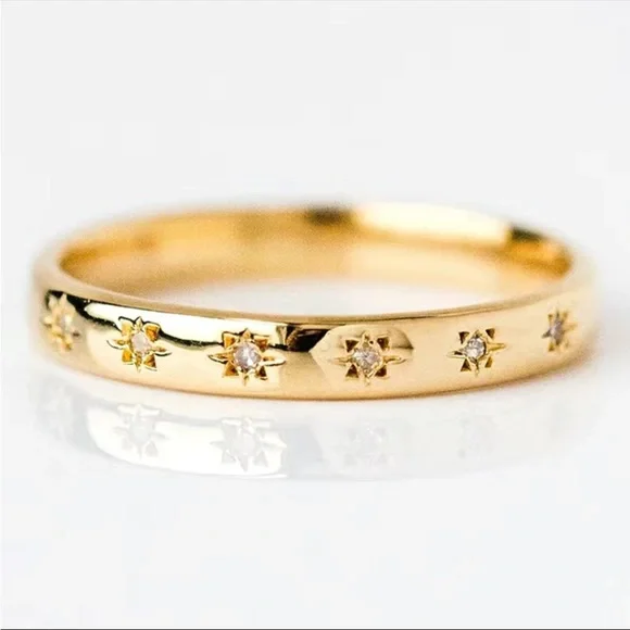 New Gorgeous 18K Gold Plated Stacking Diamond Band Ring