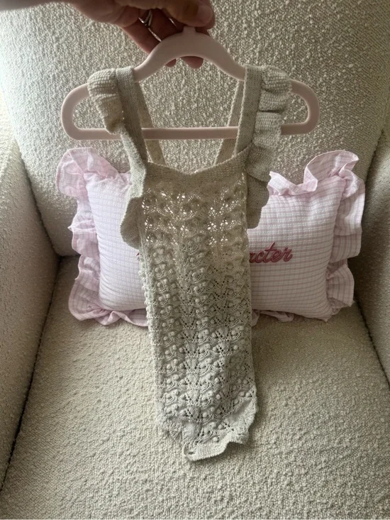 Zara Cream Knit Crochet Baby One-Piece