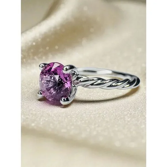 James Allen 14K Gold Natural Pink Sapphire Diamond Engagement Ring Size 6