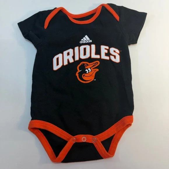 Baltimore Orioles MLB Adidas Bodysuit One-Piece Baby Kids 3/6M Black Baseball‎